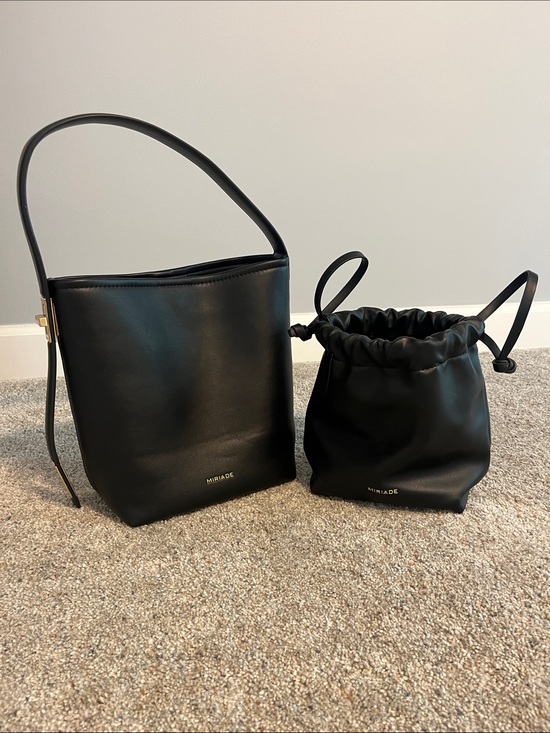 Miriade Handbags - Brand new! Never used!Muriade Black Leather shoulder purse with Drawstring Pouch